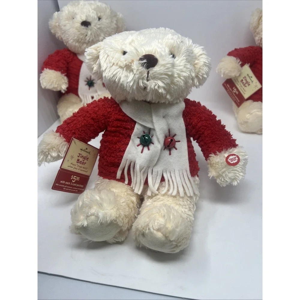 Lot of 3 Hallmark Jingle Bear Christmas Plush 2 Tagged Sound Not Working-1 Sound
